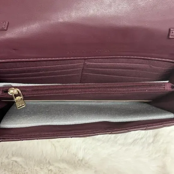 Badgley Mischka Plum Diamond Quilt Convertible Crossbody Bag Vegan NEW NWT - Picture 9 of 14